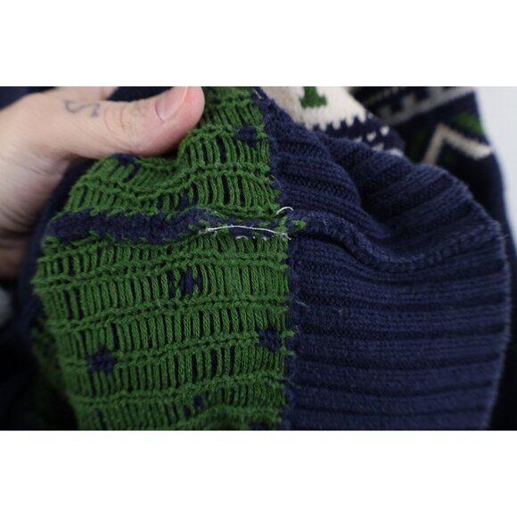 Vtg 90s Y2K Streetwear Mens Medium Crew Rowing Fair Isle Shawl Cardigan Sweater - Picture 9 of 13